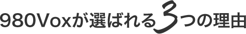980voxが選ばれる3つの理由